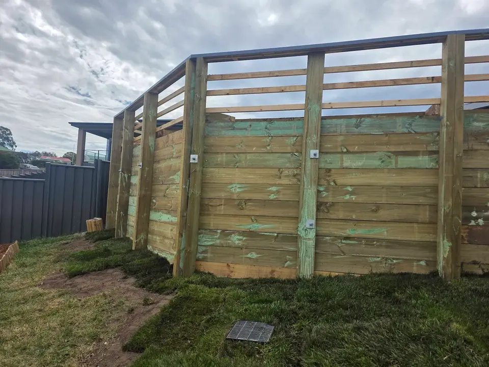 Timber fencing built along a residential property boundary